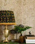 SARKOZI EMBROIDERY Taupe Wallpaper - Marble Lotus - Sarkozi Embroidery Taupe Wallpaper