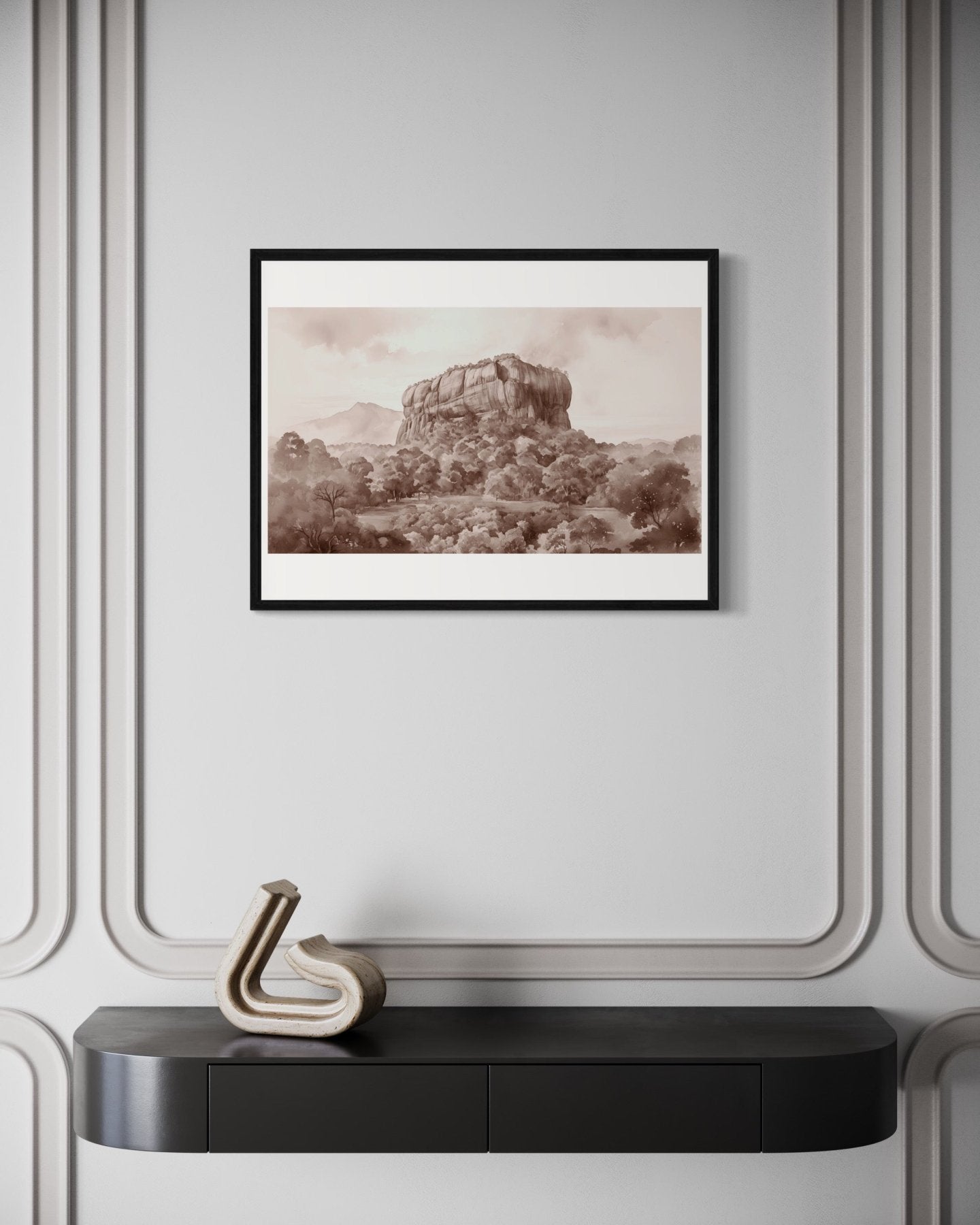 Sigiriya, Sri Lanka | Watercolor Fine Art Giclée Print - Marble Lotus - Sigiriya Rock Fortress Sri Lanka Print