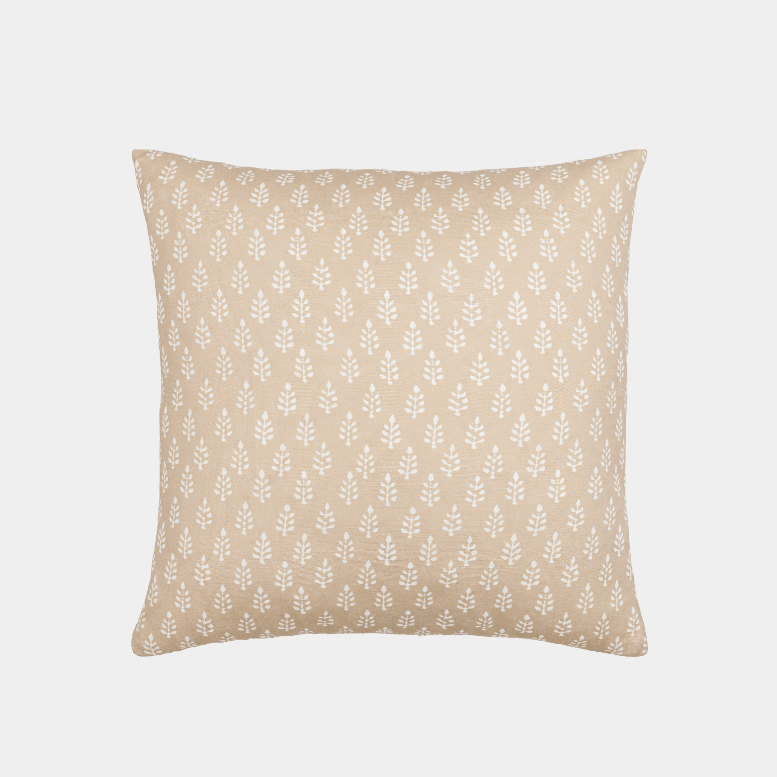 Tan Block Print Pillow - Marble Lotus - Tan Block Print Pillow