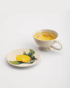 Tea Cup and Saucer Large Lemon - Marble Lotus - Tea Cup and Saucer Large Lemon Design