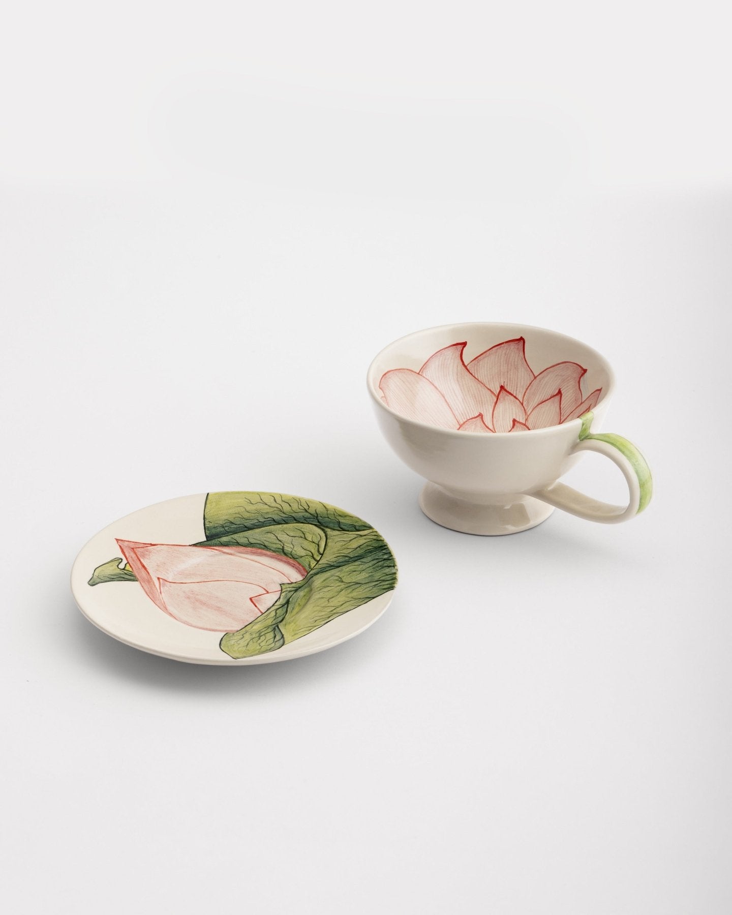 Tea Cup and Saucer Large Lotus - Marble Lotus - Tea Cup and Saucer Large Lotus Design