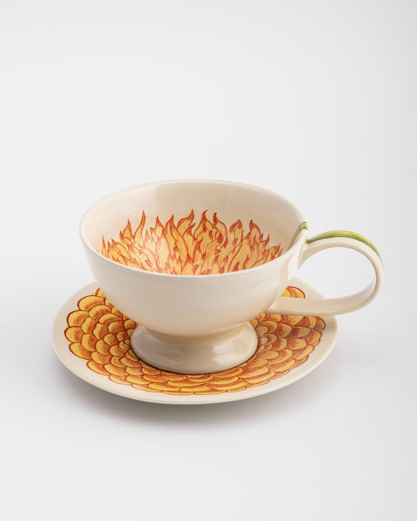 Tea Cup and Saucer Large Marigold - Marble Lotus - Tea Cup and Saucer Large Marigold