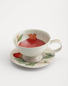 Tea Cup and Saucer Large Pomegranate - Marble Lotus - Tea Cup and Saucer Large Blue Pomegranate