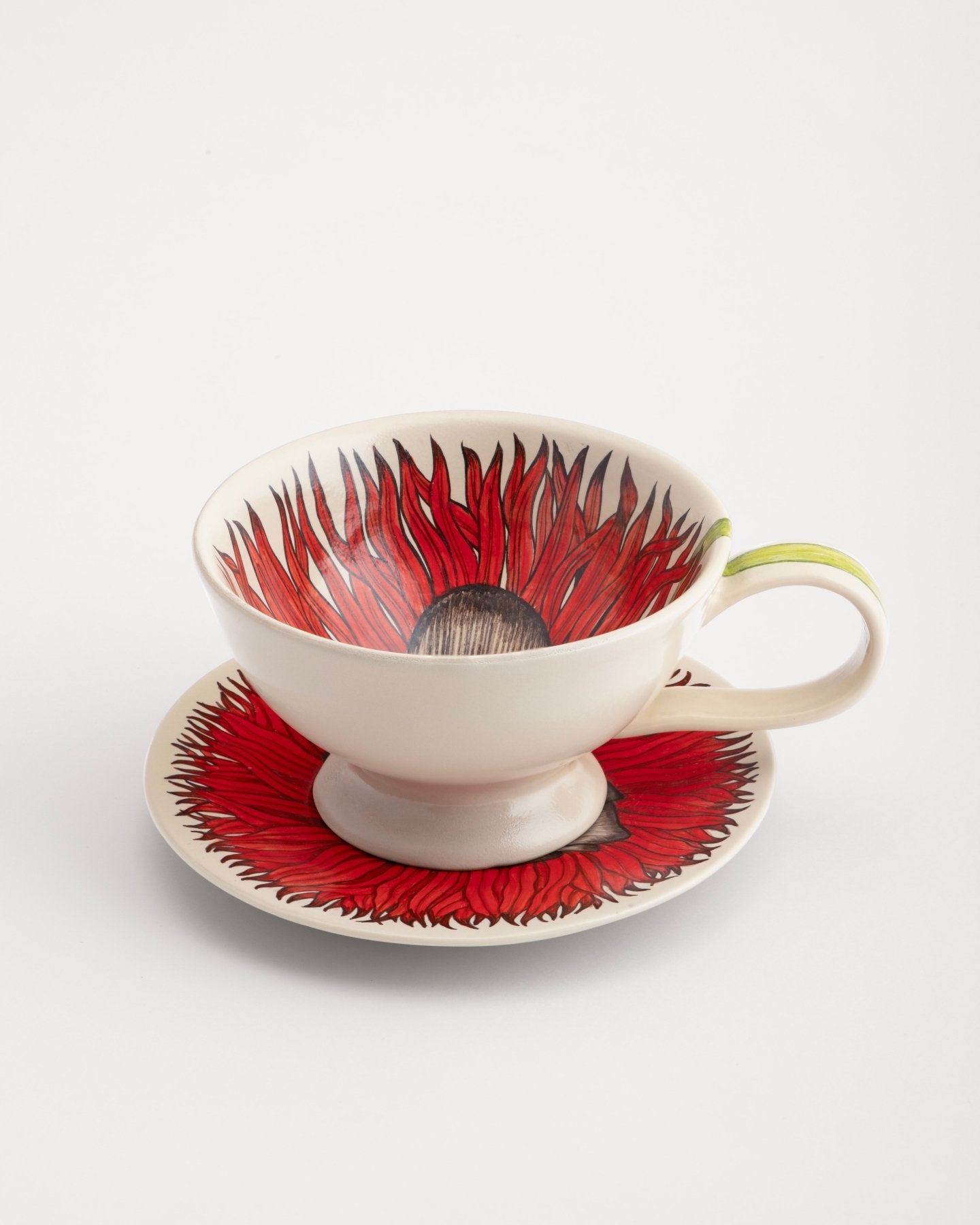 Tea Cup and Saucer Large Poppy - Marble Lotus - Tea Cup and Saucer Large Poppy