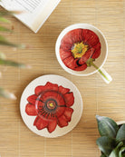 Tea Cup and Saucer Large Rose - Marble Lotus - Tea Cup and Saucer Large Rose