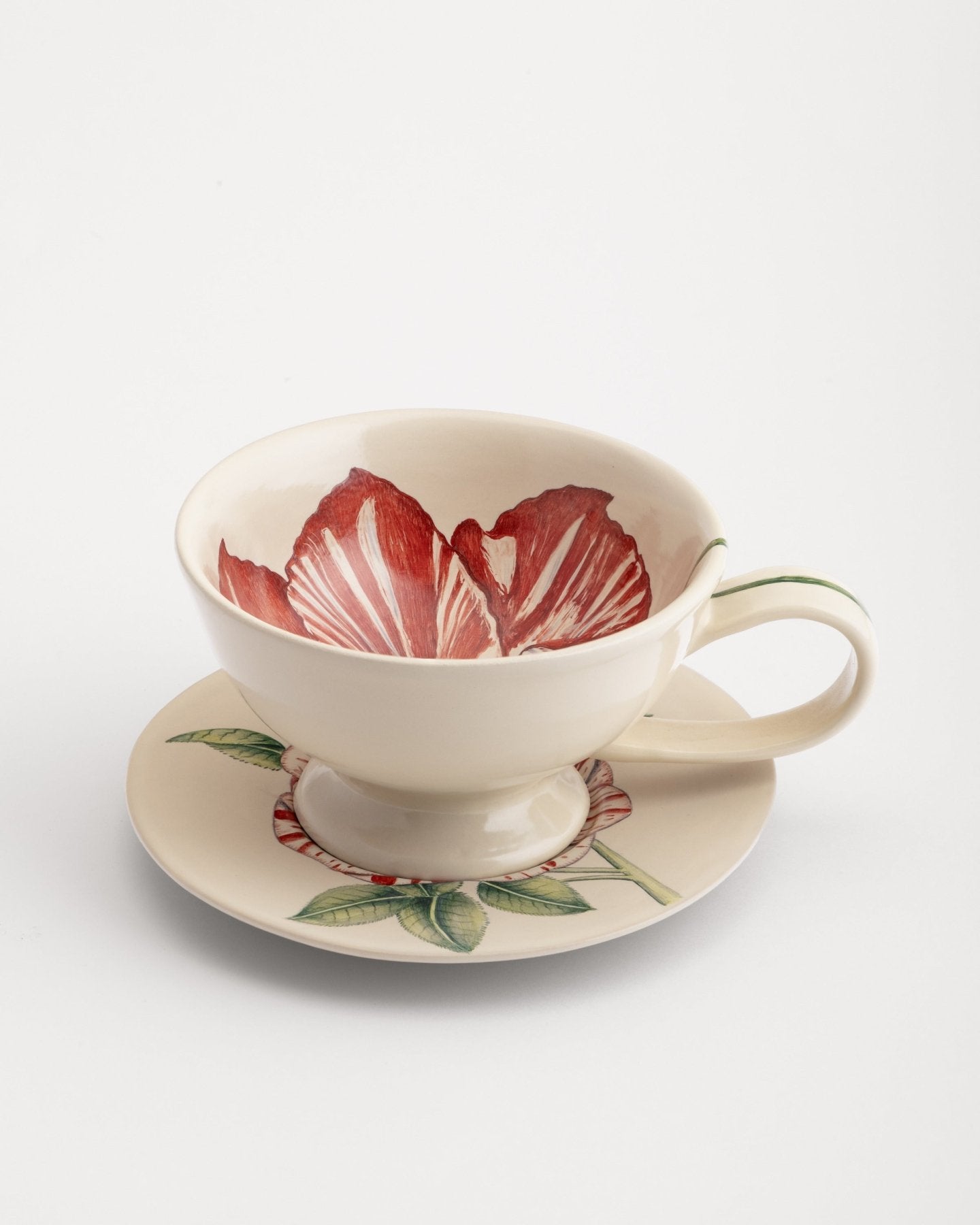 Tea Cup and Saucer Large Tulip - Marble Lotus - Tea Cup and Saucer Large Tulip