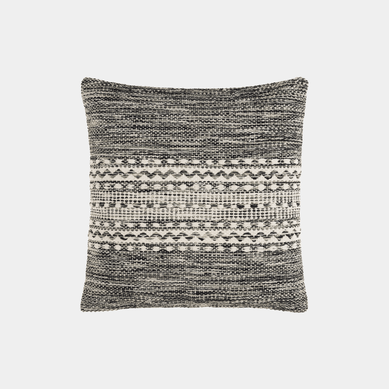 Textured Black Handwoven Pure Cotton Pillow - Marble Lotus - Textured Black Handwoven Pure Cotton Pillow