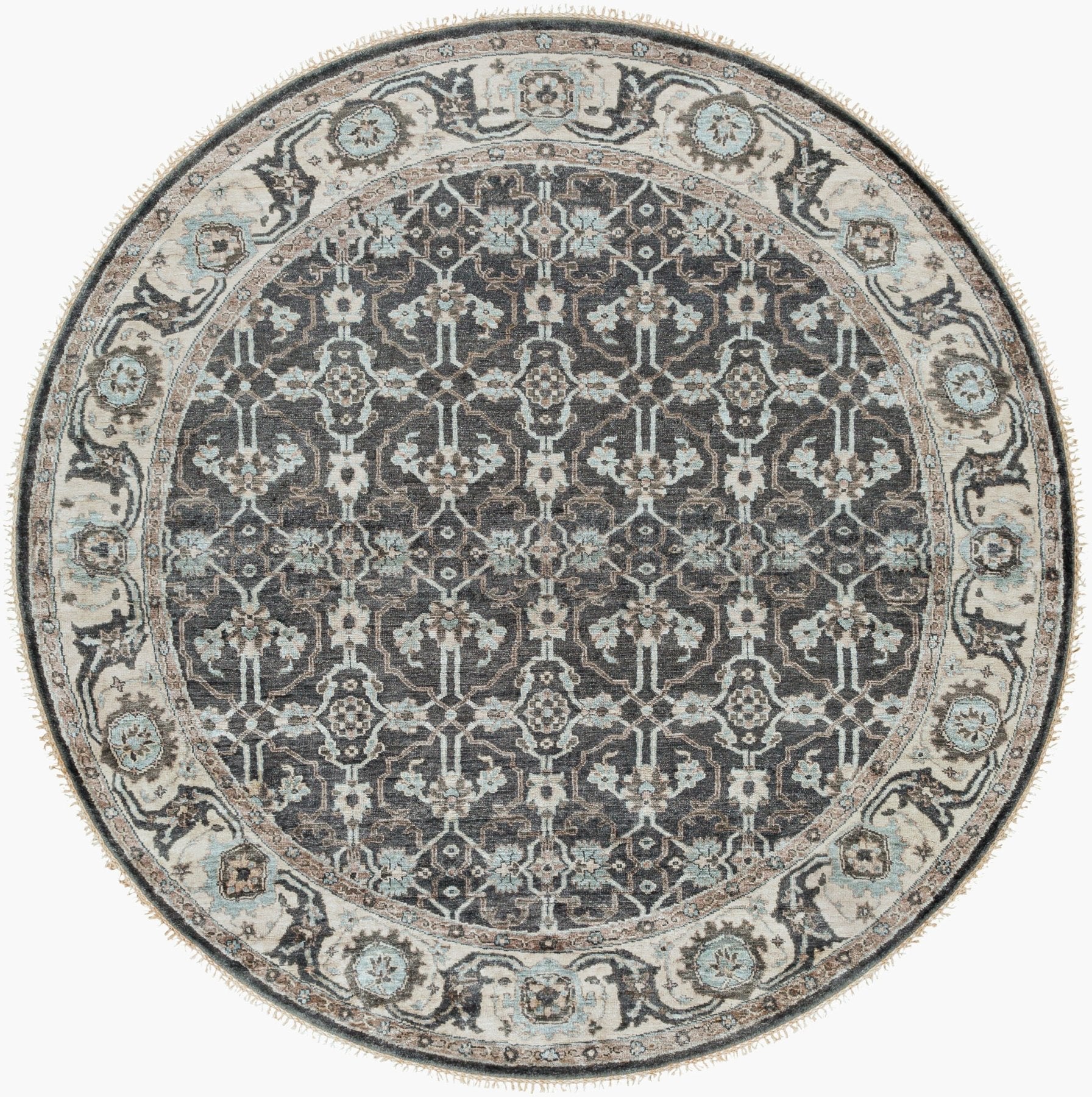 Theodora Black Handmade Rug - Marble Lotus - Theodara Black Handmade Rug