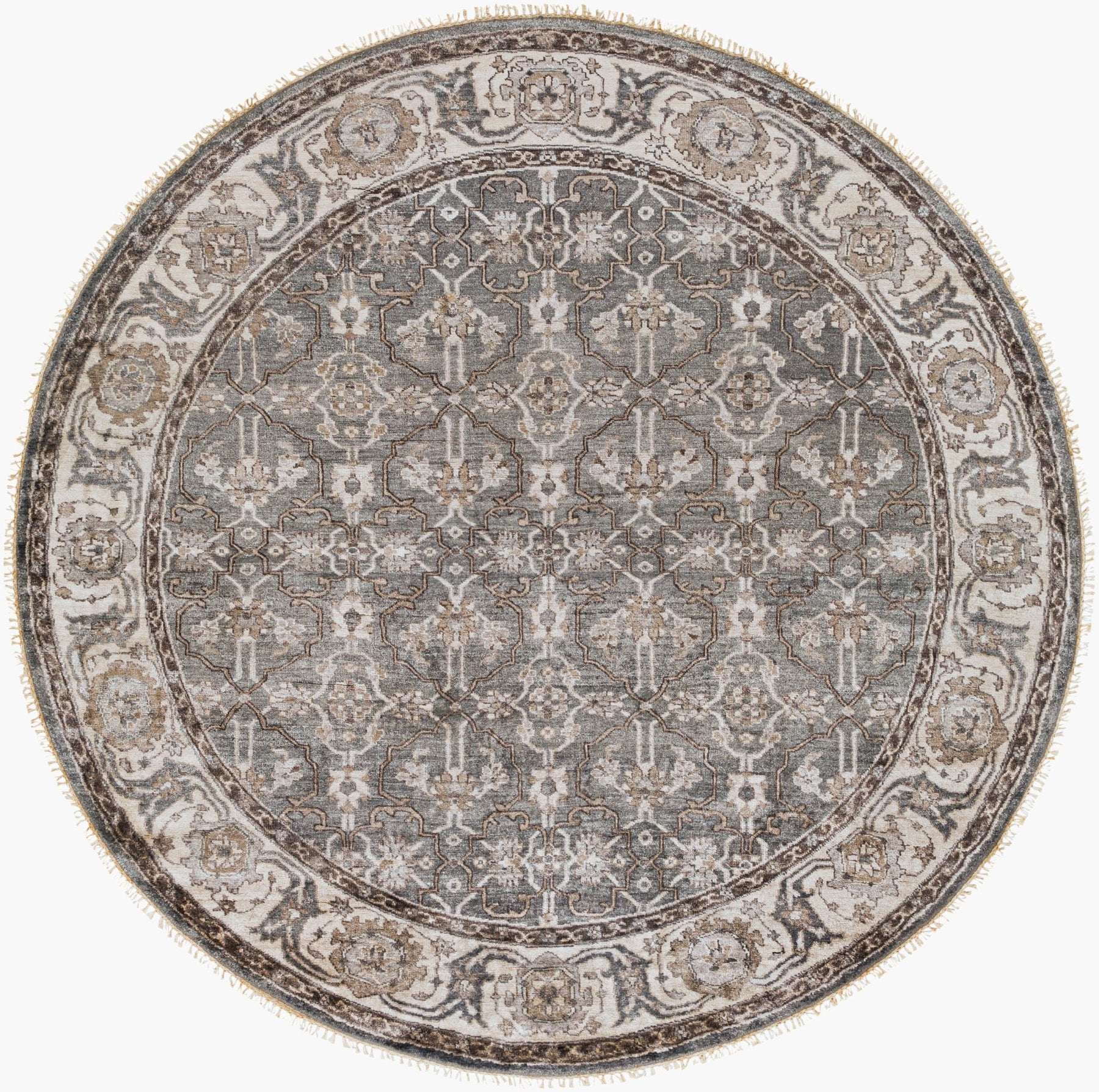 Theodora Brown Handmade Rug - Marble Lotus - Theodara Brown Handmade Rug