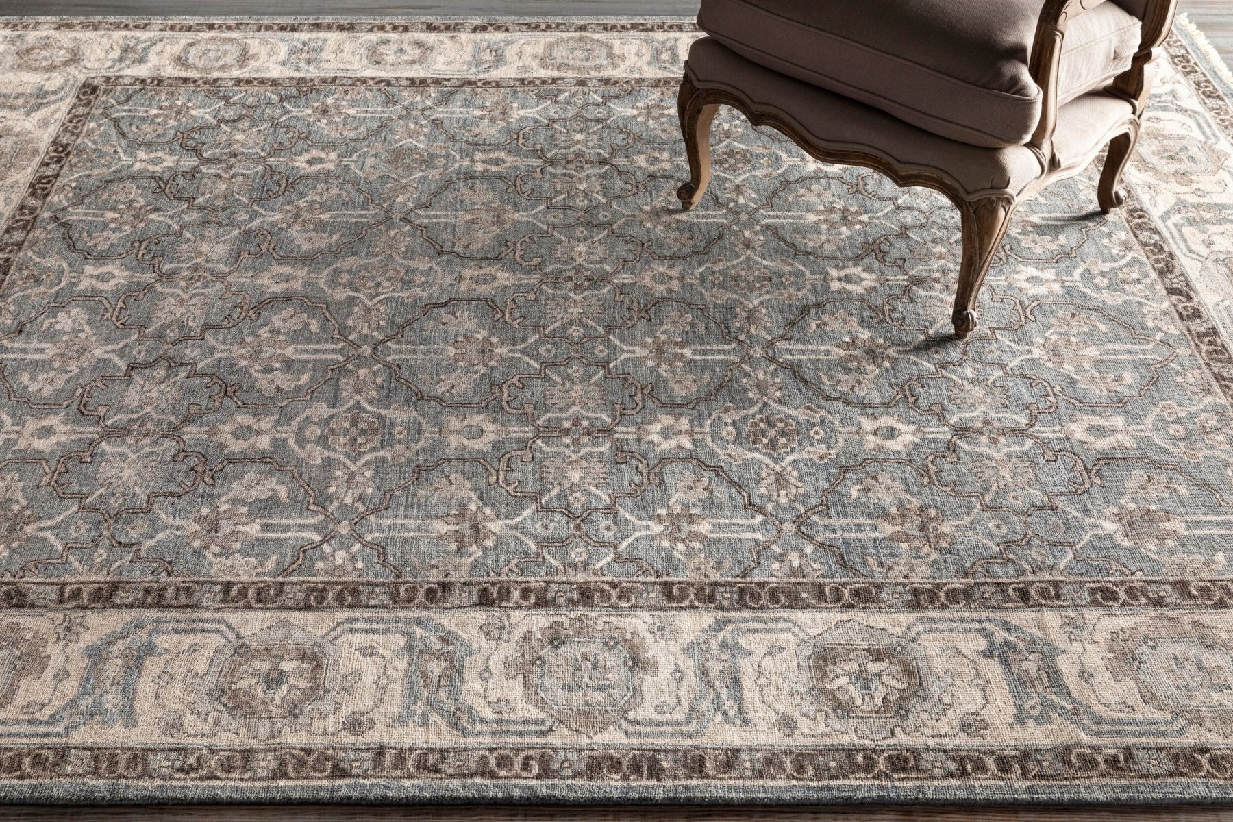 Theodora Brown Handmade Rug - Marble Lotus - Theodara Brown Handmade Rug