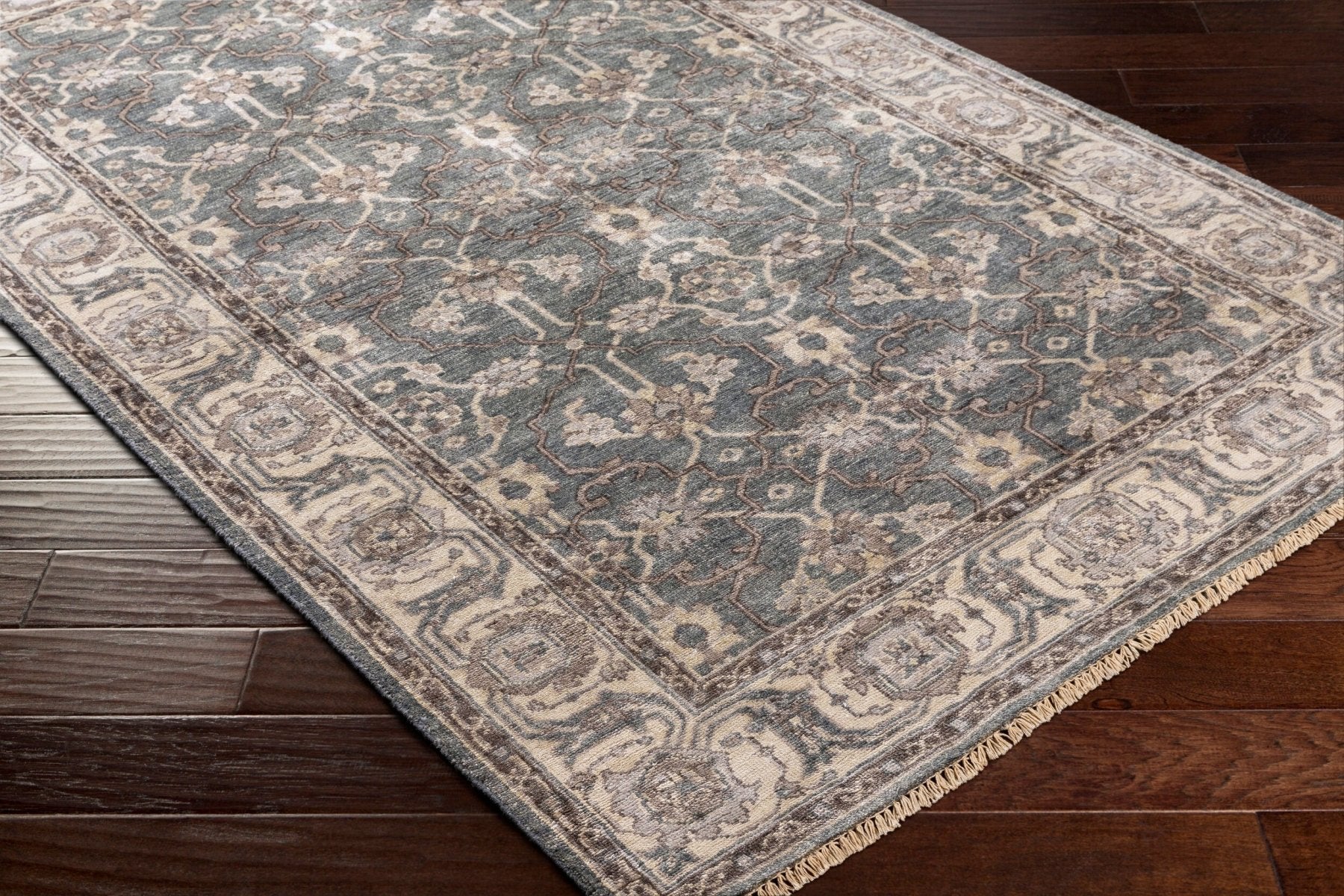 Theodora Brown Handmade Rug - Marble Lotus - Theodara Brown Handmade Rug