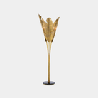 Tropical Large Brass Floor Lamp - Marble Lotus - Tropical Large Brass Floor Lamp