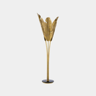 Tropical Large Brass Floor Lamp - Marble Lotus - Tropical Large Brass Floor Lamp