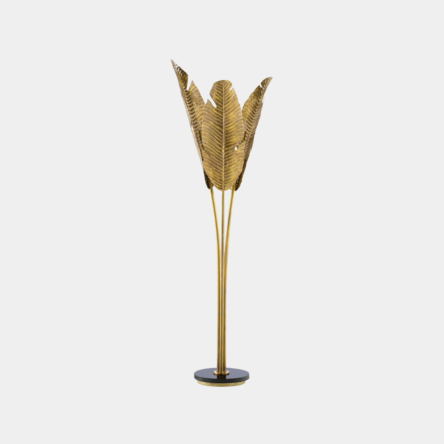 Tropical Large Brass Floor Lamp - Marble Lotus - Tropical Large Brass Floor Lamp