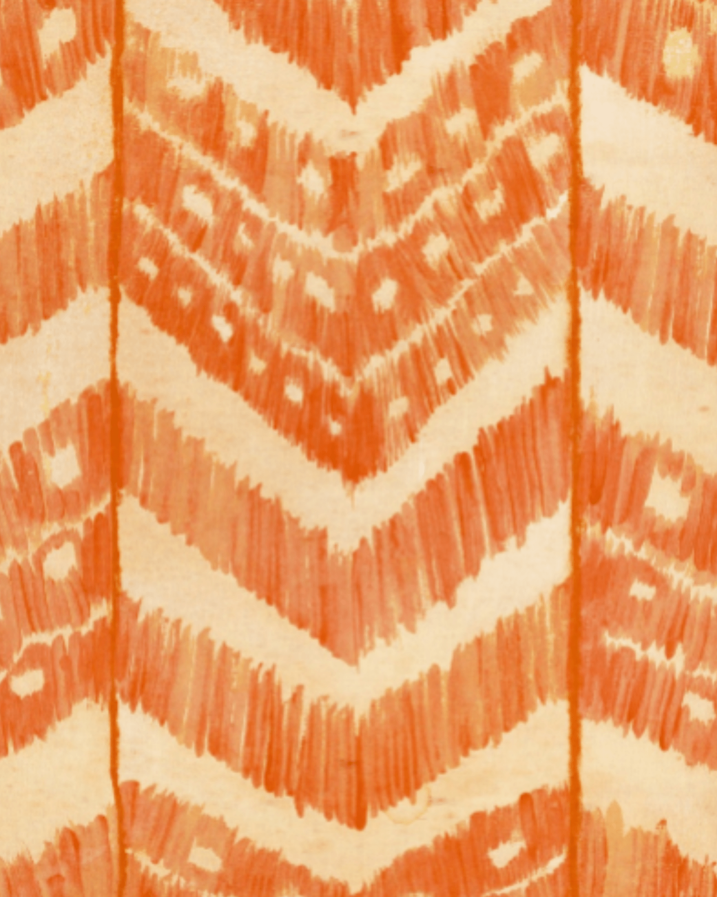 TURKISH IKAT Tangerine - Marble Lotus - Turkish Ikat Orange Wallpaper