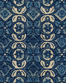 VARANASI Indigo - Marble Lotus - Varanasi Dark Blue Wallpaper