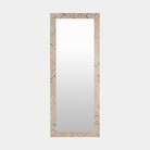 Wood Bone Inlay Floor Length Mirror - Marble Lotus - Bone Inlay Long Sided Mirror