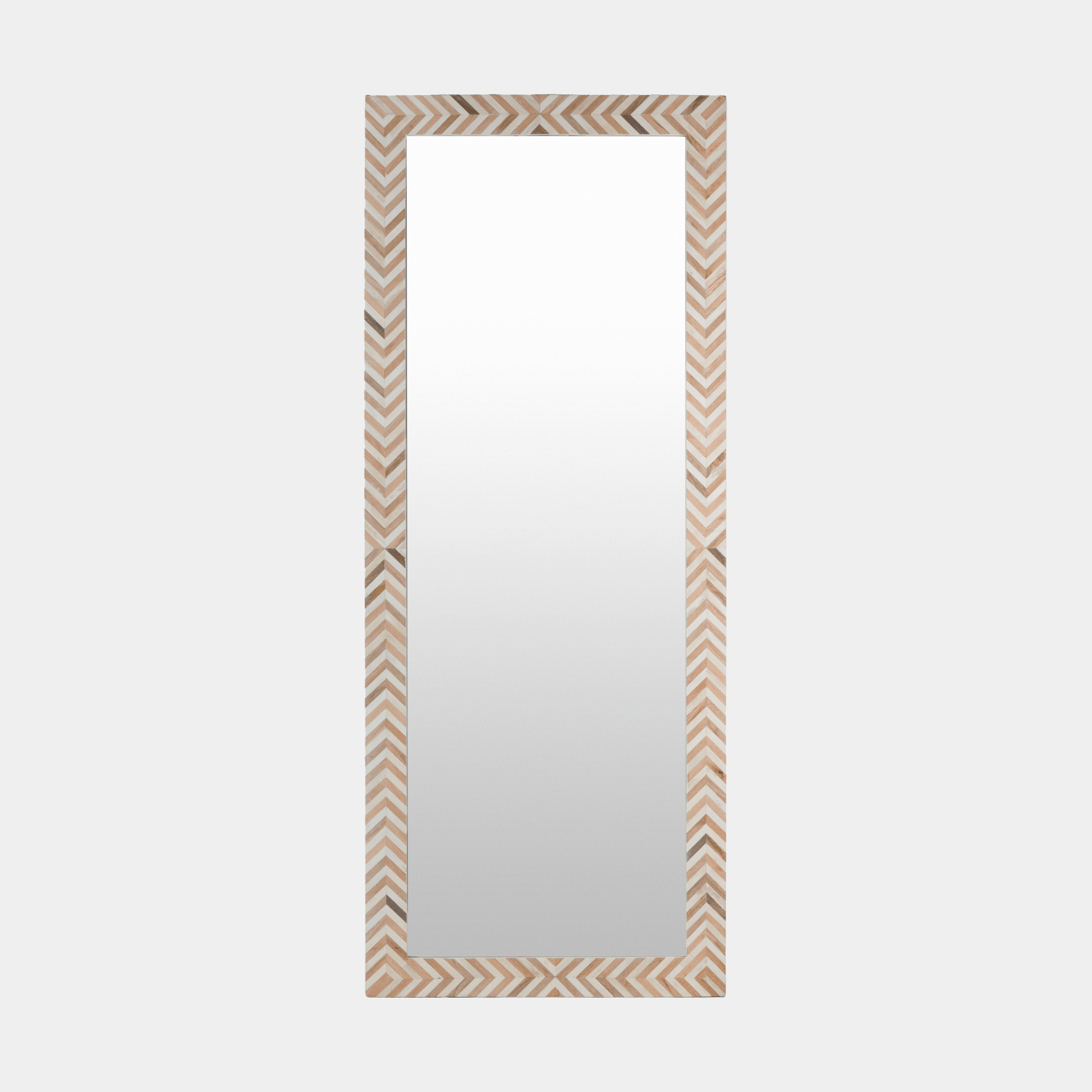 Wood Bone Inlay Floor Length Mirror - Marble Lotus - Bone Inlay Long Sided Mirror