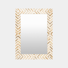 Wood Bone Inlay Rectangular Mirror 30"H x 22"W - Marble Lotus - Bone Inlay Square Cornered Mirror