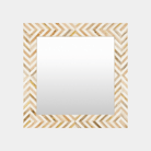 Wood Bone Inlay Square Mirror - Marble Lotus - Bone Inlay Square Mirror