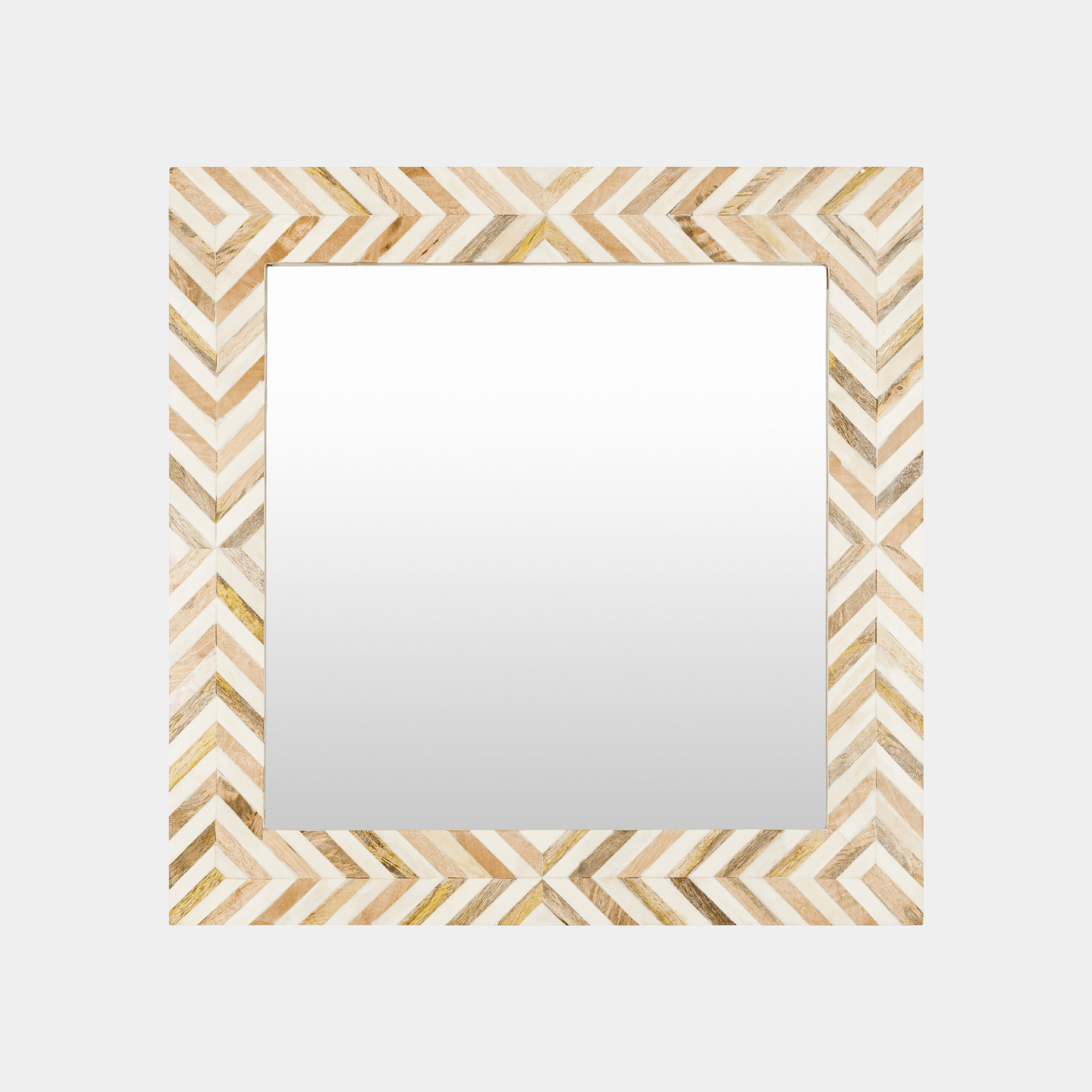 Wood Bone Inlay Square Mirror - Marble Lotus - Bone Inlay Square Mirror