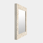 Wood Bone Inlay Square Mirror - Marble Lotus - Bone Inlay Square Mirror