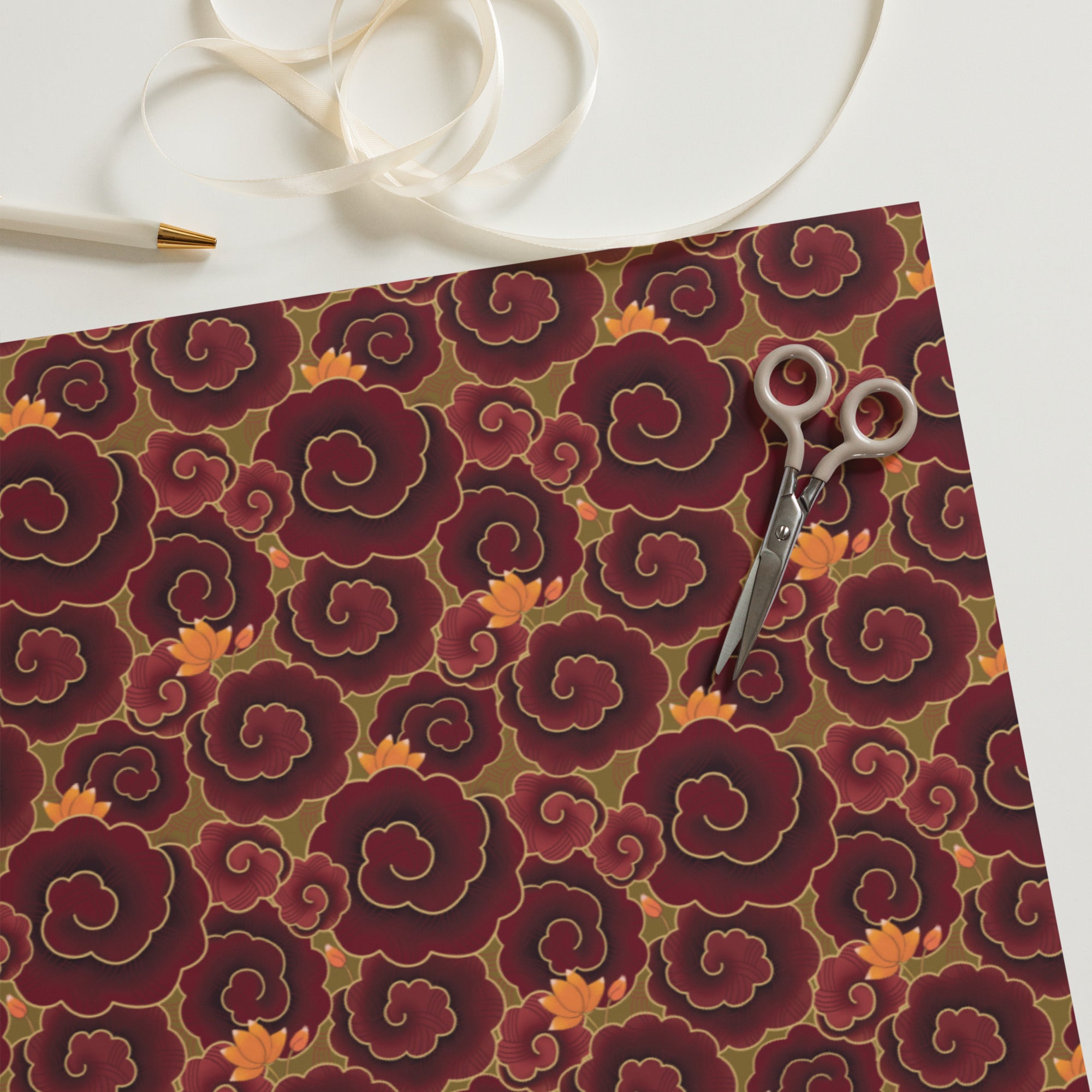 Artistic Red Flower Wrapping Paper