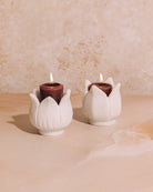 Lotus Diya Set - Marble Lotus - Marble Lotus Diyas for Spiritual Illumination