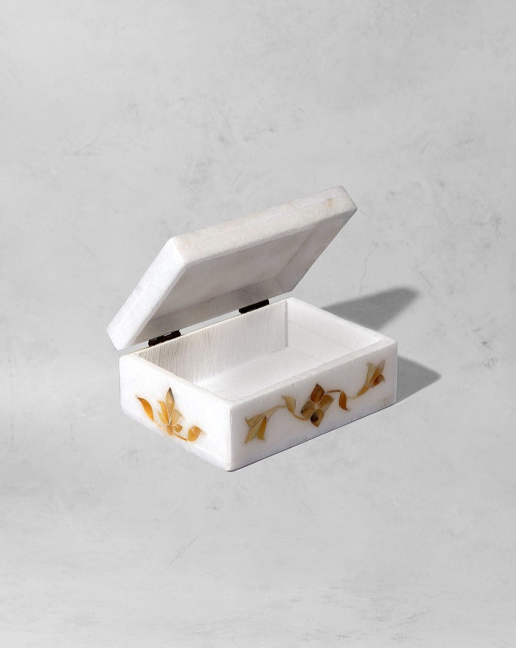 Marble Inlay Jewelry Box - Marble Lotus - open marble inlay box